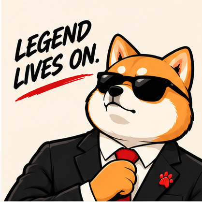 Ishi Inu adjusting his red tie in sunglasses beneath Legend Lives On lettering